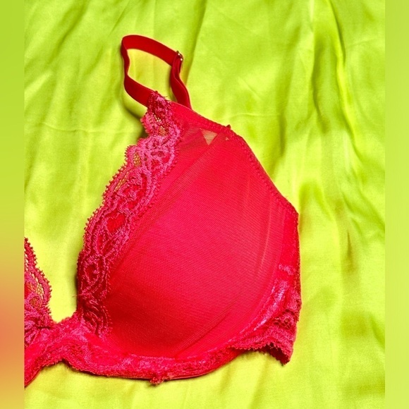 BRA Natori 30D Coral 730023 Plunge Lightly Padded Lace 3453 PS - Picture 6 of 10